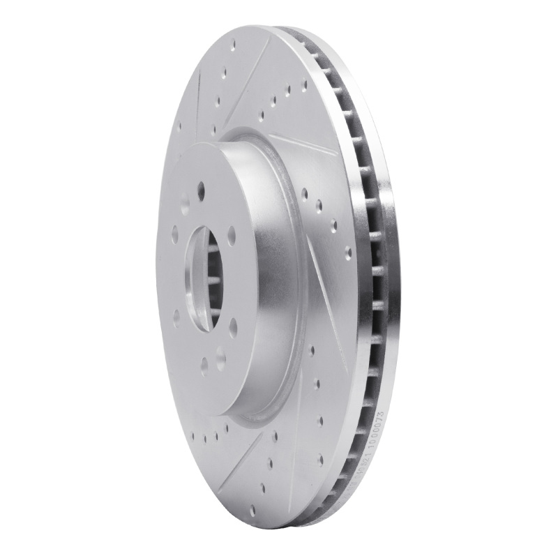 Kia BORREGO Brake Rotor (1) - Front Left - R1 Concepts - Drilled & Slotted - Silver - `09-`10